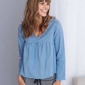 Aerie boxy blue blouse